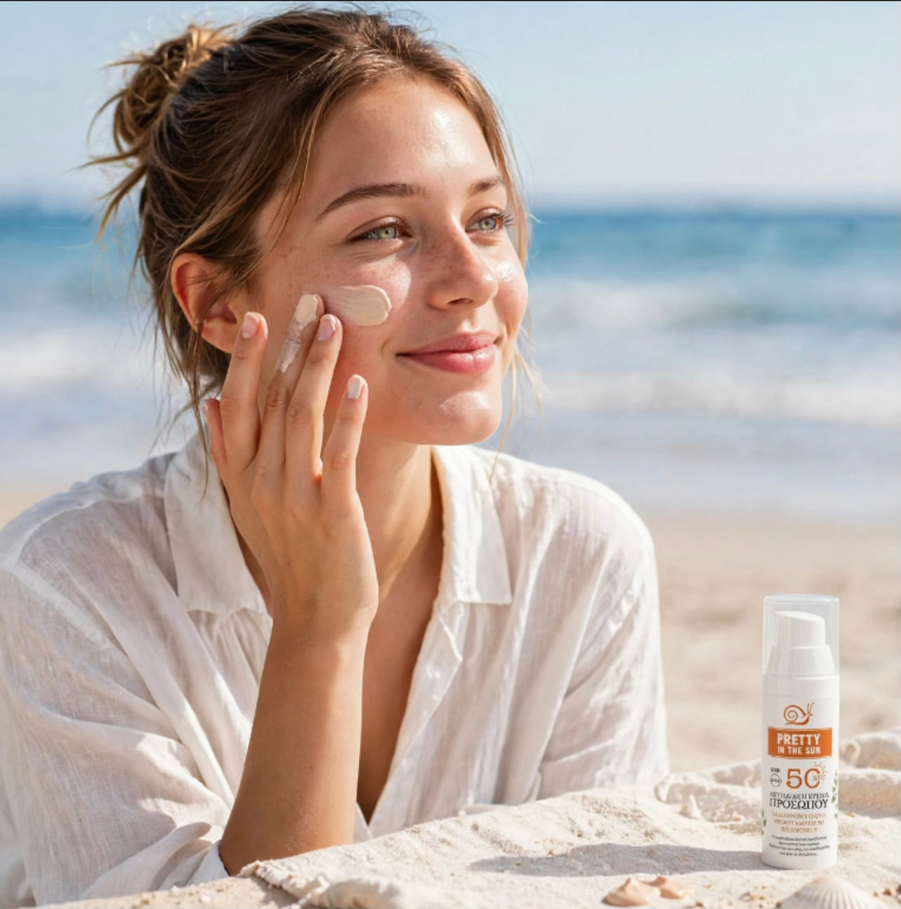 Αντηλιακό Προσώπου SPF50 με Provitamin B5 • Vitamin E & Υαλουρονικό | Pretty In The Sun