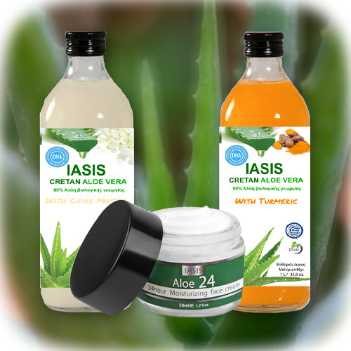 2 Κρητικές Αλόες της επιλογής σας + 1 κρέμα Aloe24 ΔΩΡΟ