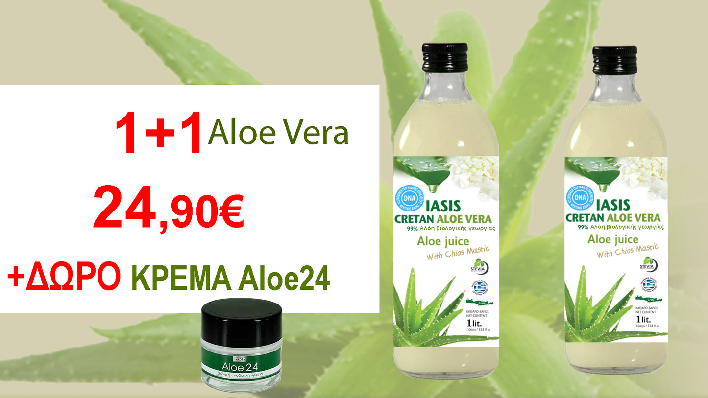 Κρητική Αλόη Μαστιχα Χίου 2 Ltr & 1 Κρέμα Aloe24 ΔΩΡΟ