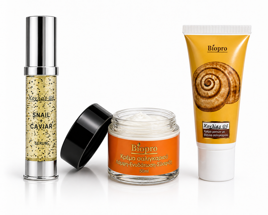 Snail Αναπλαστική 24ωρη κρέμα προσώπου +SERUM SNAIL CAVIAR +Κρέμα ματιών με βλέννα σαλιγκαριού