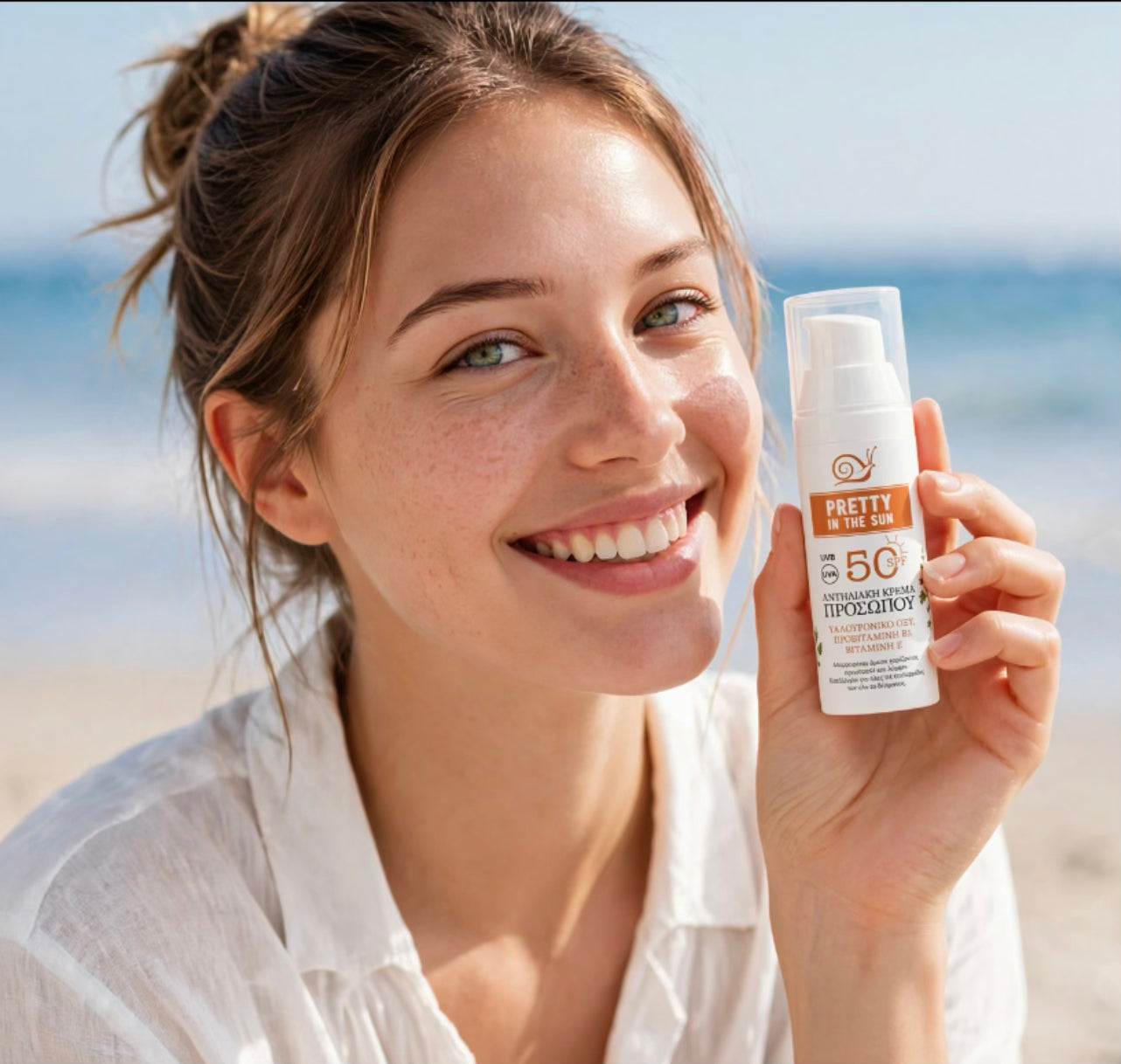 Αντηλιακό Προσώπου SPF50 με Provitamin B5 • Vitamin E & Υαλουρονικό | Pretty In The Sun